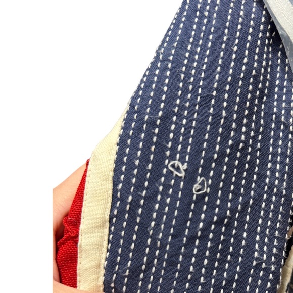 Yak Magik Quilted Patchwork Jacket Red Blue Star Applique Folk Art Size M Artsy - Picture 9 of 9